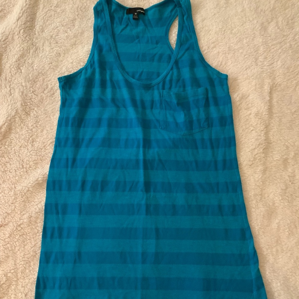 Medium - Teal Striped Women's Tank Top